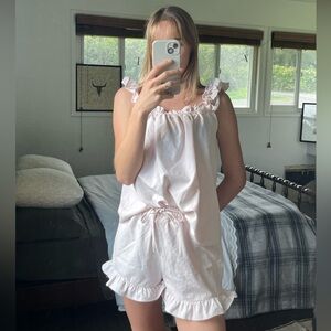 Pink Ruffle Pajama Shorts Set